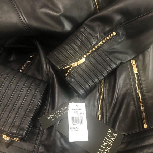 Perfect for SPRING 2025! Black Leather Jacket XL — BADGLEY MISCHKA | Gia NWT - Picture 3 of 5